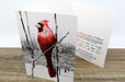 red finch illustration greeting card printed on 16pt bamboo card stock