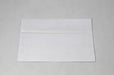 Front of an uncoated blank white wove envelope on a white background.