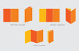 Diagram showing half fold, trifold, and z-fold options for card stock brochures by Clubcard Printing Canada