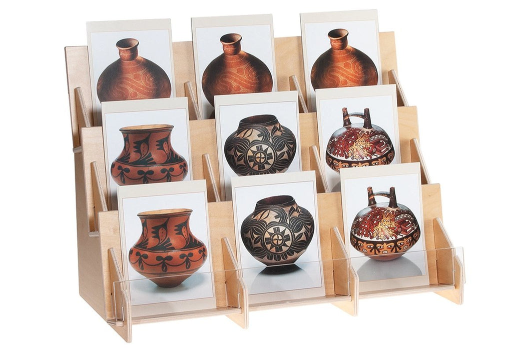 3 Level Retail Birch Wood Card Display Rack With 9 - Pockets - Clubcard Printing Canada