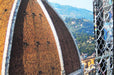 Large fine art photo print sample showing a close-up view of the Florence Duomo dome and surrounding landscape through a fence, printed by Clubcard Vancouver