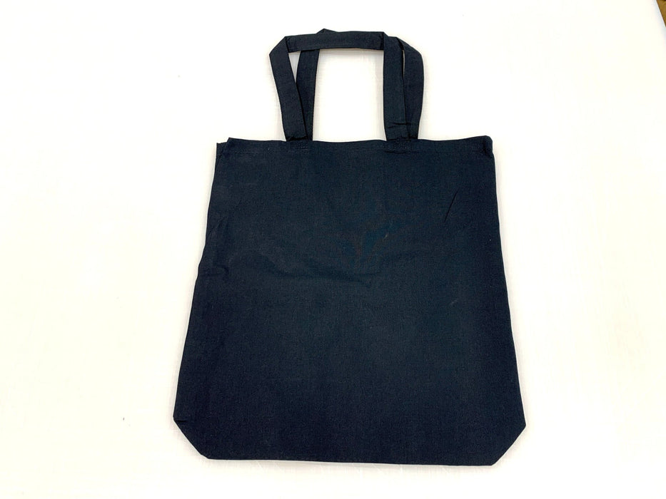 Reusable 6oz black cotton blank tote bag with handles and gusset - Clubcard Vancouver