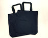 Two black 6oz unprinted cotton blank tote bags with handles displayed flat - Clubcard Vancouver