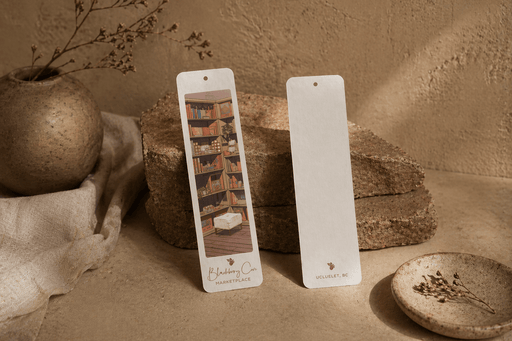 Blackberry Cove Marketplace custom printed bookmarks on 15pt coated stock by Clubcard Printing Vancouver