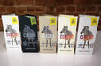 Five printed card stock brochures with zebra graphics displayed upright by Clubcard Printing Canada