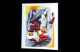 Fine art print sample featuring a colourful abstract illustration with red and yellow accents, printed by Clubcard Vancouver