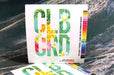 Custom printed clear vinyl sticker featuring floral filled CLBCRD letters and color test bar display