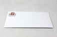 Angled view of a custom printed white 70lb uncoated No. 9 envelope with the Clubcard logo in the upper left corner