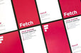 Fetch agency custom red and white corporate business cards printed on 15pt coated stock by Clubcard Vancouver