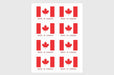 Sticker sheet featuring eight large rectangular Canadian flag stickers reading Made in Canada