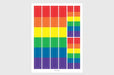 Single sticker sheet featuring eight rectangular LGBTQ pride rainbow bar decals in two sizes