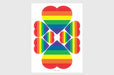 Single sticker sheet featuring six rainbow heart stickers in three sizes