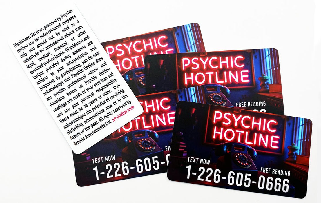 Psychic Hotline promotional business cards with rounded corners printed on 15pt coated card stock same day printing at Clubcard Vancouver