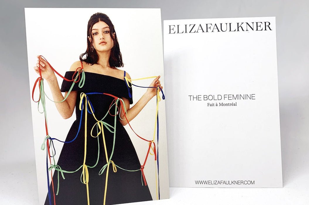15pt coated stock promotional postcard sample printed for Eliza Faulkner by Clubcard Canada