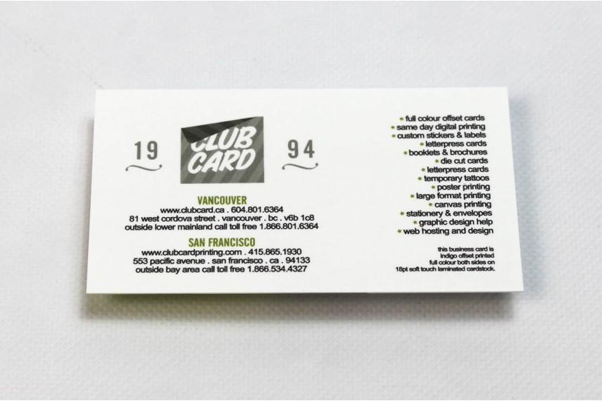 Soft Touch Laminated Rack Cards 20pt - Clubcard Printing Canada