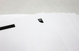Stacked fan of 70lb uncoated white letterhead sheets featuring a black logo in the top corner