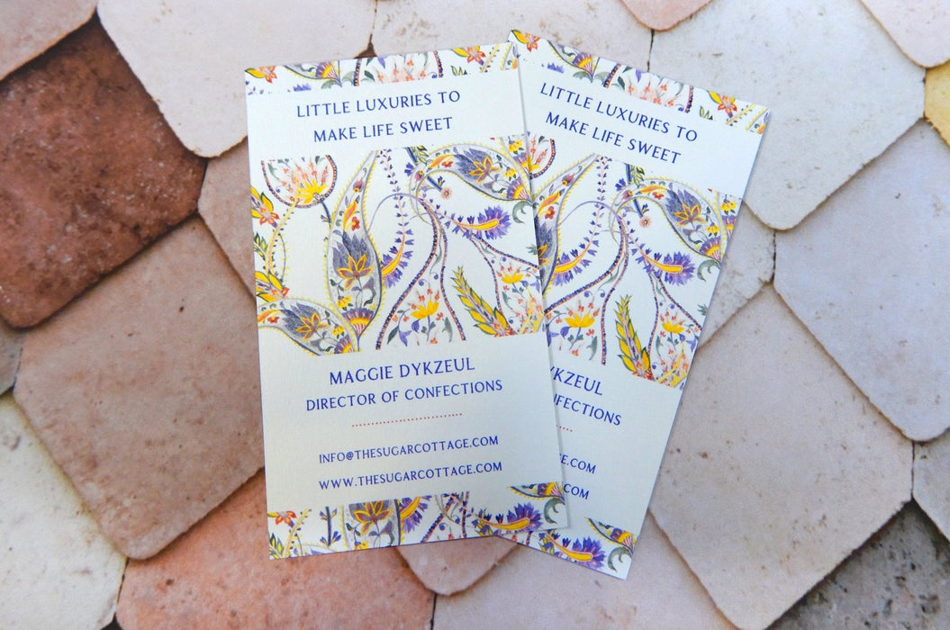 Full colour custom business cards printed on 16pt sustainable bamboo card stock