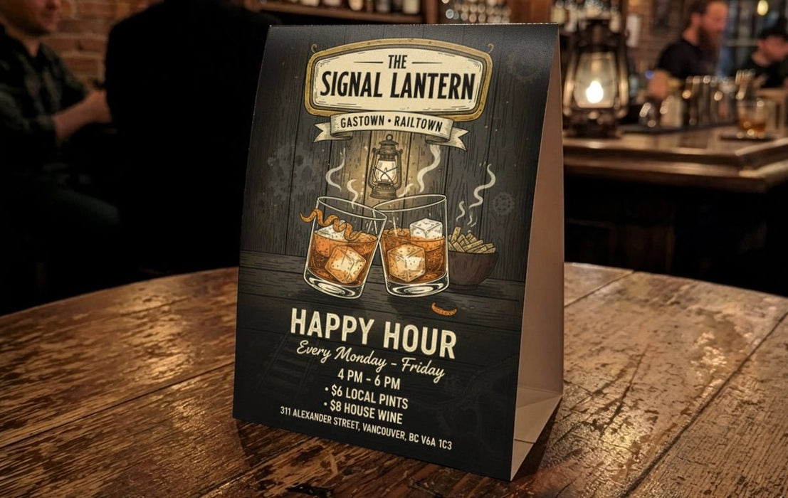 Tent Cards 16pt Coated One Side - Clubcard Printing Canada