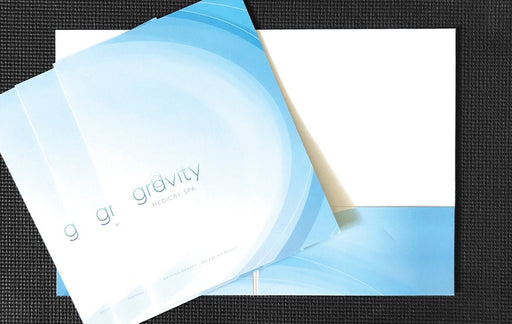 Custom 14pt coated presentation folders printed locally in Vancouver BC by Clubcard Printing