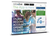 Ultra wide retractable banner stand featuring full color promotional graphics printed on anti-curl vinyl