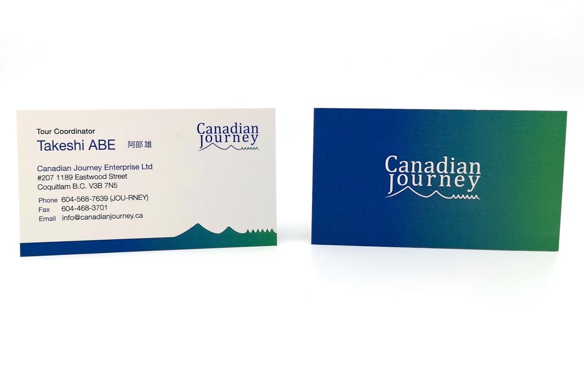 Coated Business Card 14pt printed in Vancouver. 