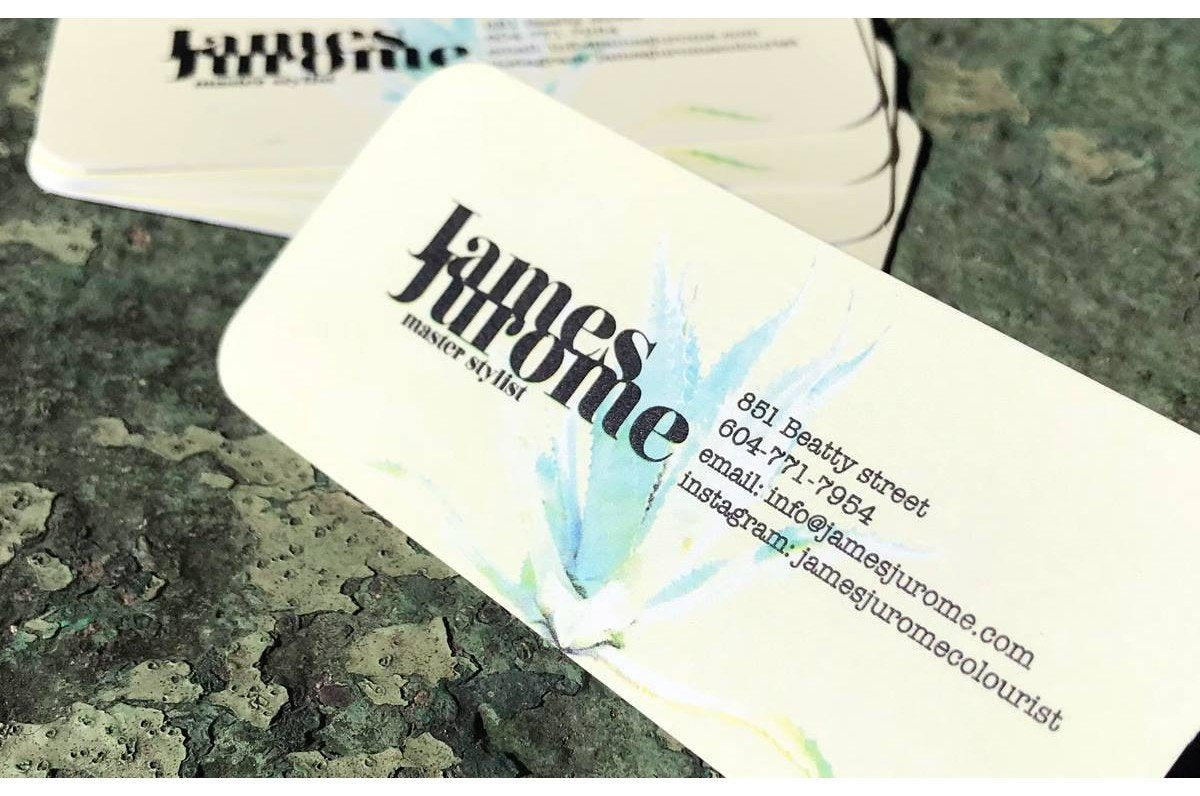 James Jurome Business card printed on 15pt recycled uncoated card stock | Clubcard Printing Vancouver
