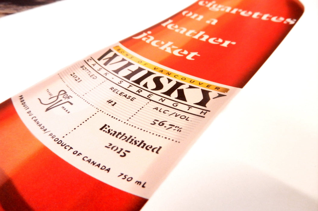 Close up view of Poster for Sons of Vancouver Whiskey | Clubcard Printing