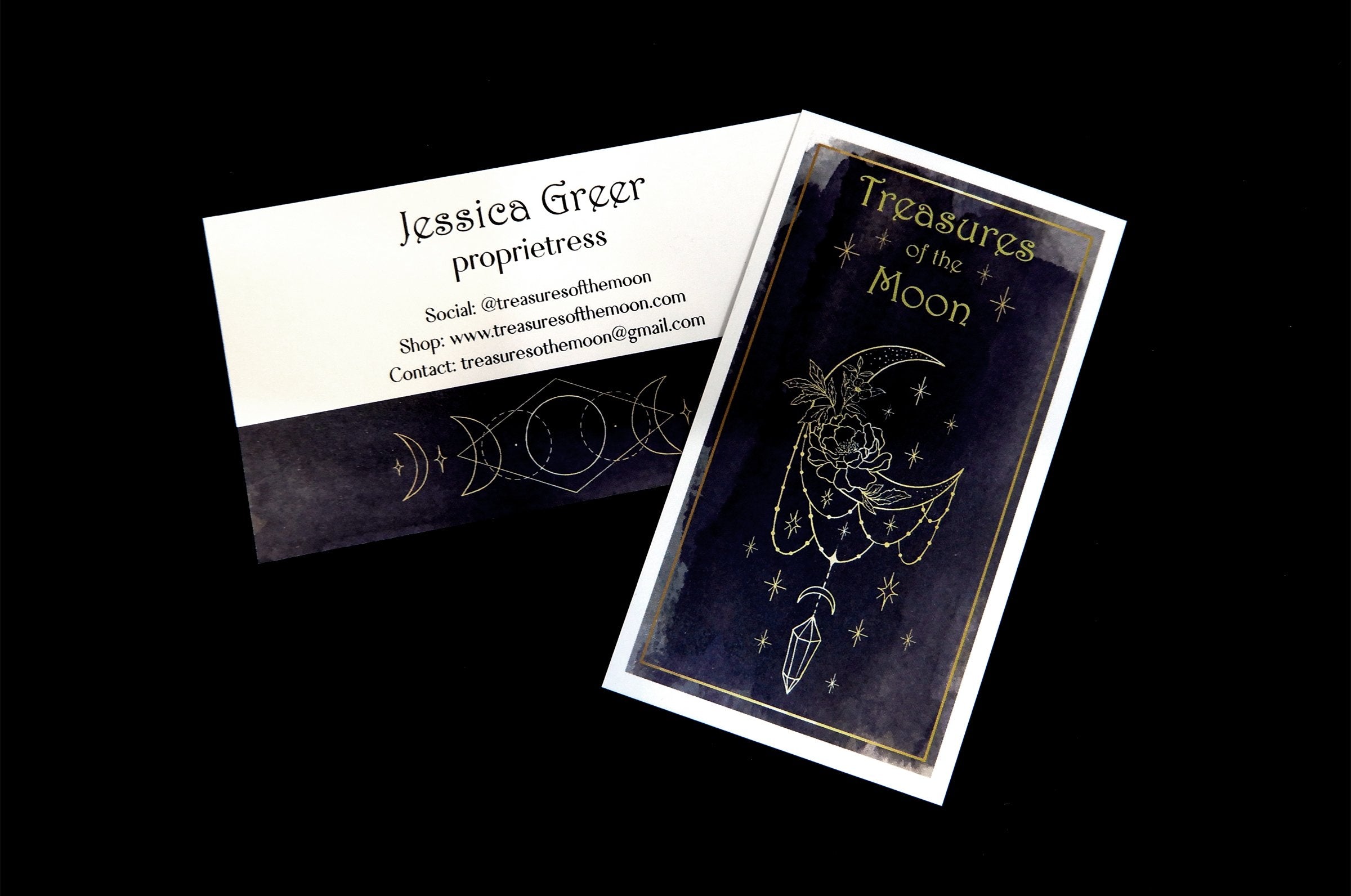 Tarot style Business card printed on 15pt recycled uncoated card stock | Clubcard Printing Vancouver
