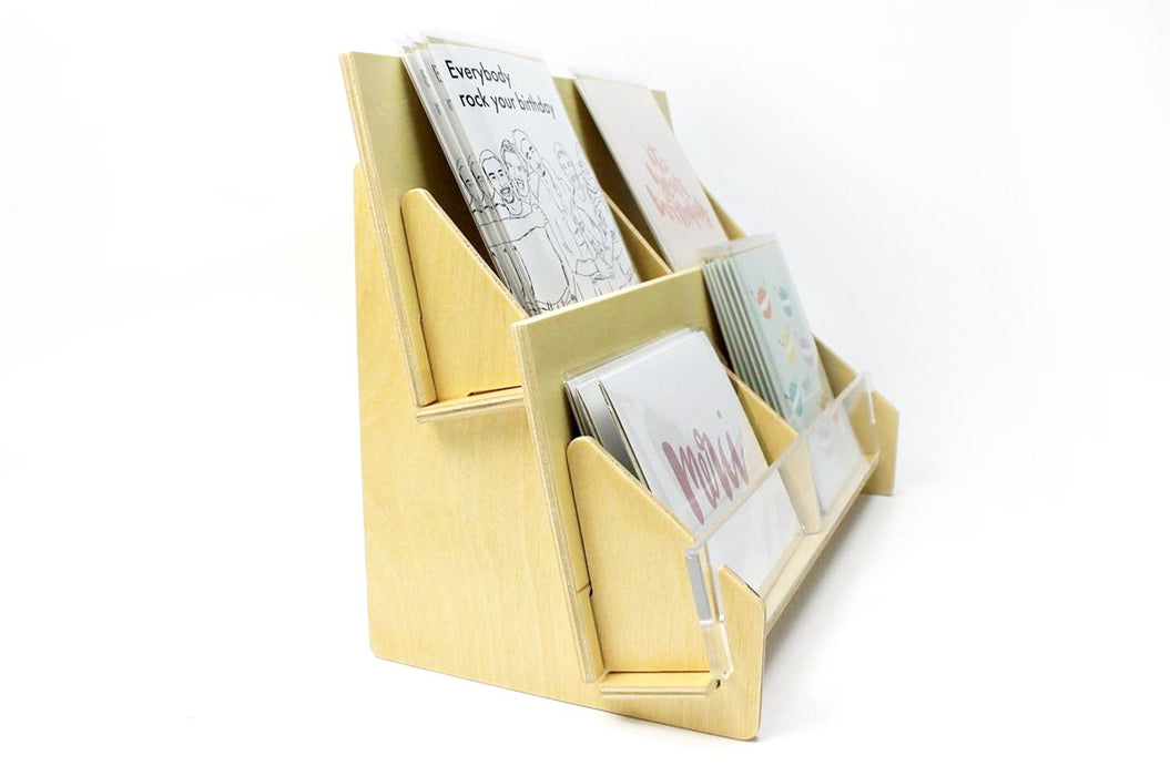 Two Level Greeting Card Display Rack With 4 Pockets