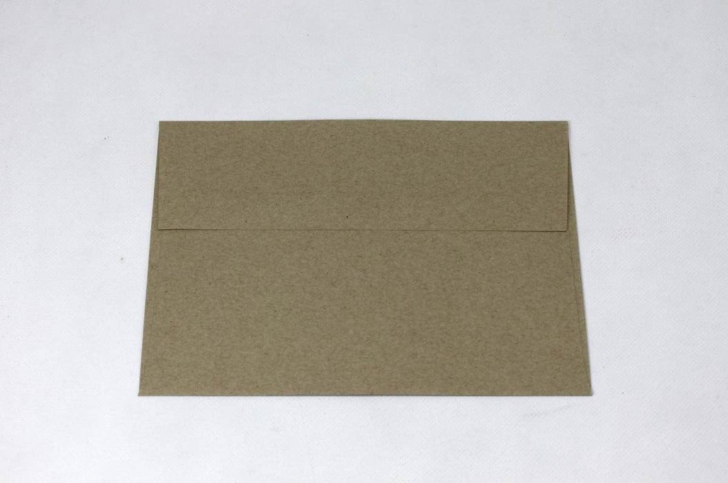 Front of an uncoated blank desert storm kraft envelope on a white background.