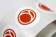 clubcard circle logo symbol sticker printed with Red ink on white gloss stock | Clubcard printing  