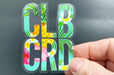 image of clear sticker cut to custom shape | Clubcard Printing